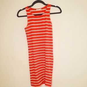 Forever 21 Essentials Orange Striped Dress